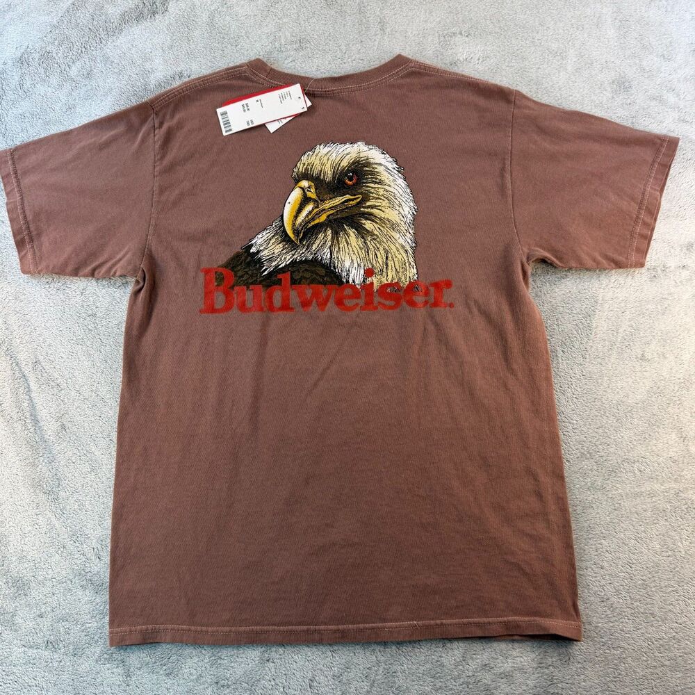 Budweiser Beer City Eagle T Shirt Men’s Medium Brown Graphic NWT